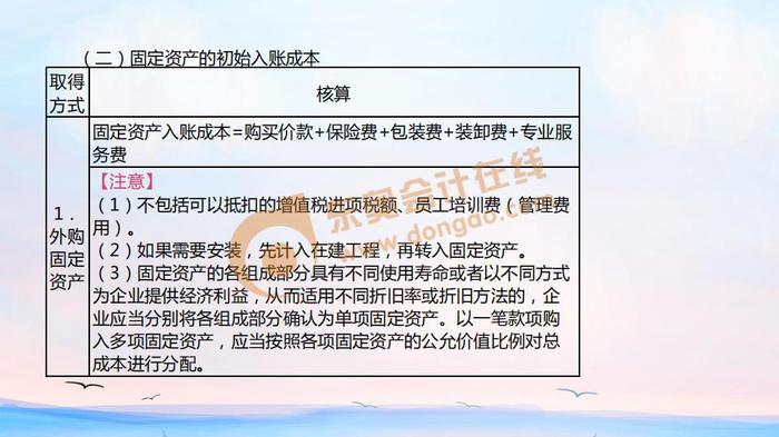 初级会计外购固定资产 初级会计外购固定资产
