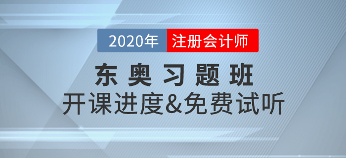2020年注册会计师考试,东奥习题班开课啦! 2020年注册会计师考试,东奥习题班开课啦!