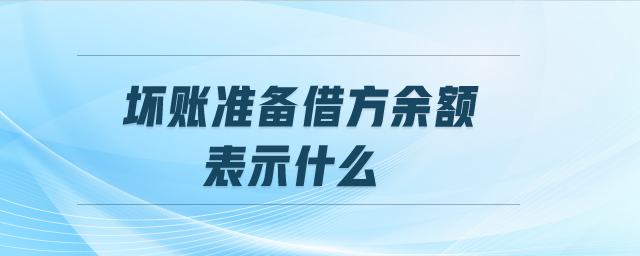 坏账准备借方余额表示什么 坏账准备借方余额表示什么