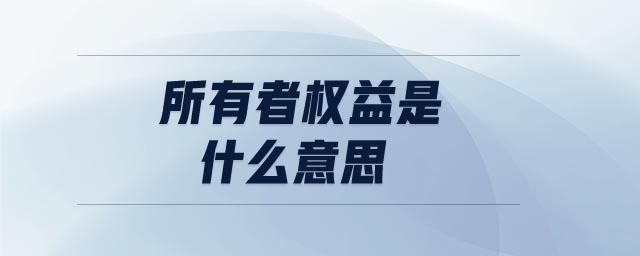 所有者权益是什么意思