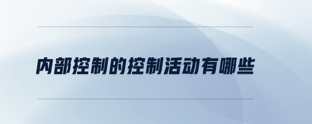 内部控制的控制活动有哪些