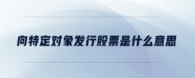 向特定对象发行股票是什么意思 向特定对象发行股票是什么意思