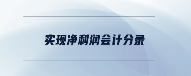 实现净利润会计分录 实现净利润会计分录