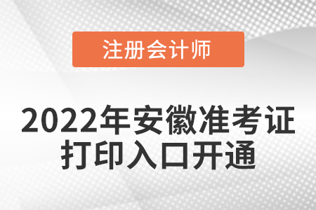 2022年安徽省滁州注册会计师考试准考证打印入口已开通！