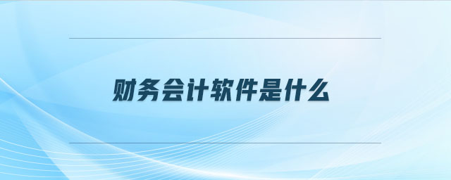 财务会计软件是什么 财务会计软件是什么