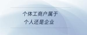 个体工商户属于个人还是企业