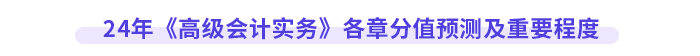 24年《高级会计实务》各章分值预测及重要程度