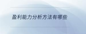 盈利能力分析方法有哪些