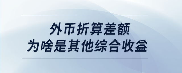外币折算差额为啥是其他综合收益 外币折算差额为啥是其他综合收益