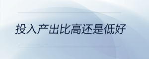 投入产出比高还是低好