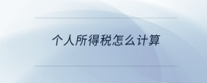 个人所得税怎么计算