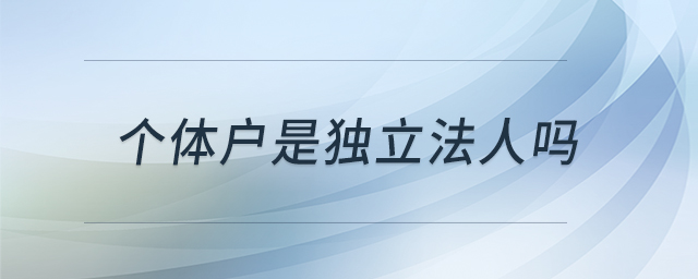 个体户是独立法人吗