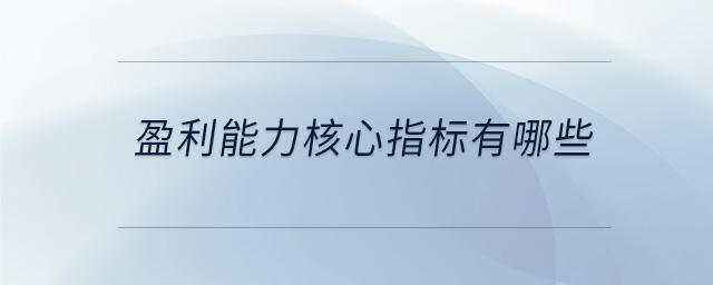 盈利能力核心指标有哪些