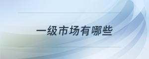 一级市场有哪些