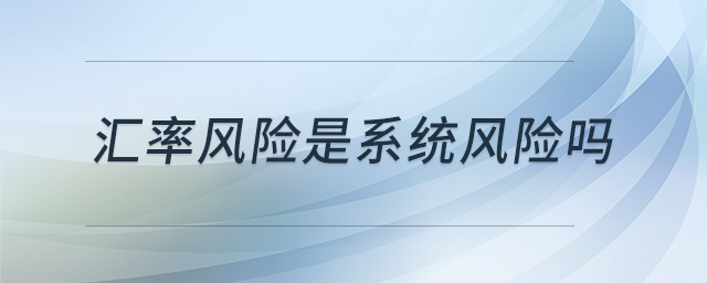 汇率风险是系统风险吗