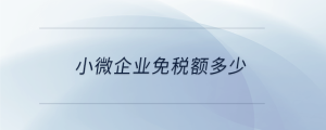 小微企业免税额多少
