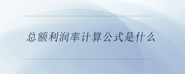 总额利润率计算公式是什么